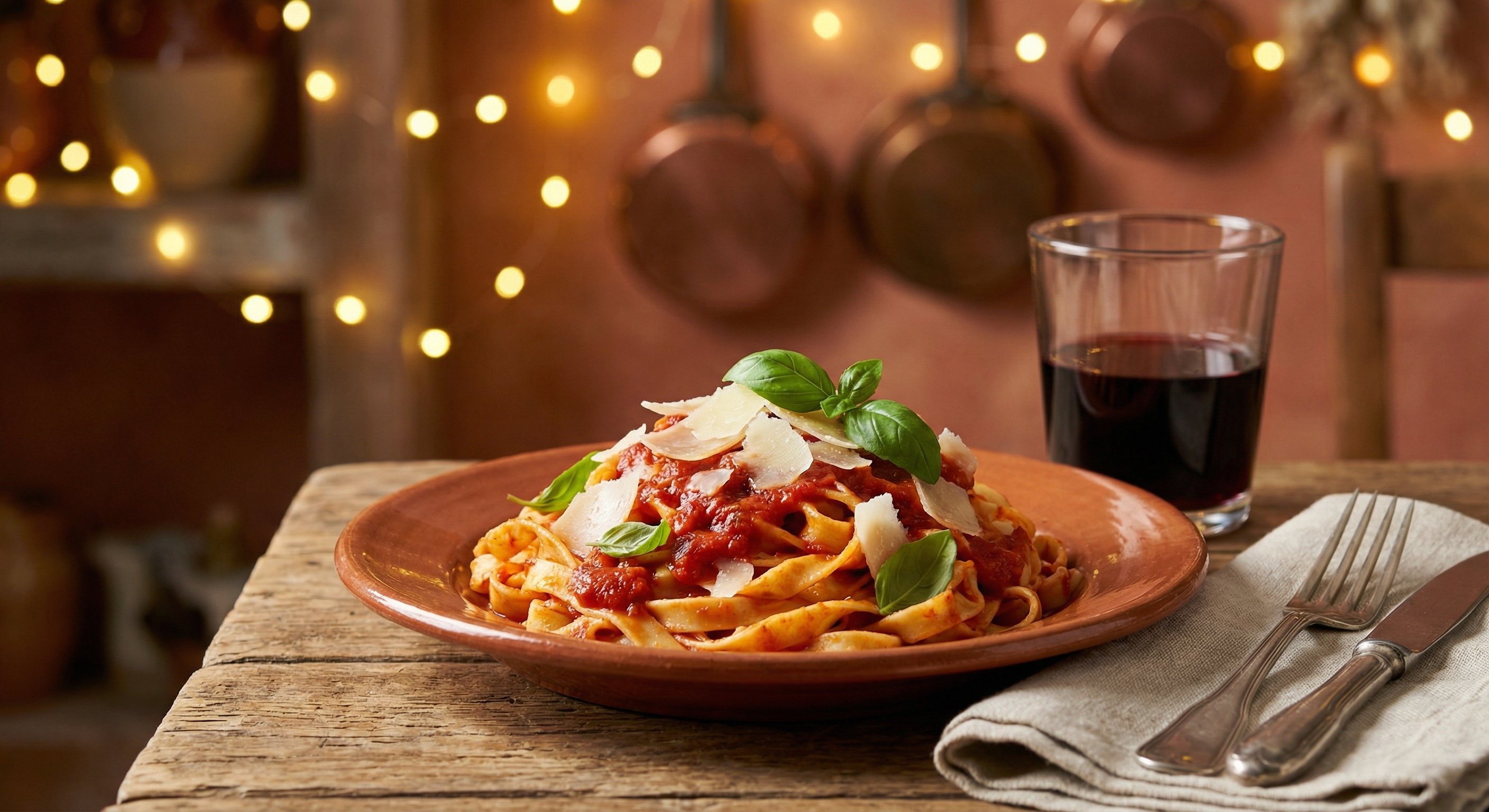 Handmade pasta with fresh tomato sauce and aged parmesan